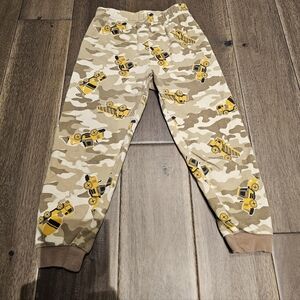 Pekkle Boys Pajama Pants Brown Camo Yellow Construction Print Size 4–5Y